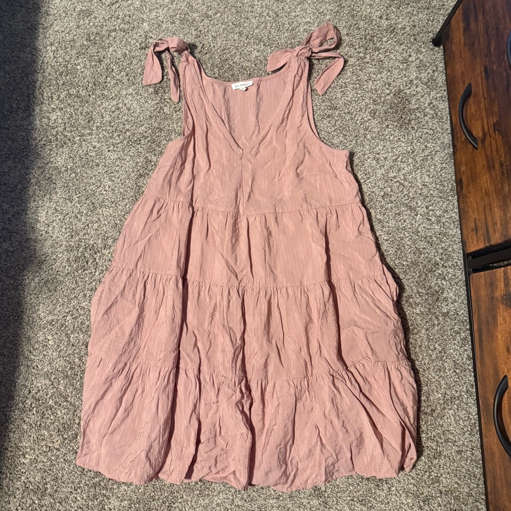 Pink Sleeveless Tiered Dress